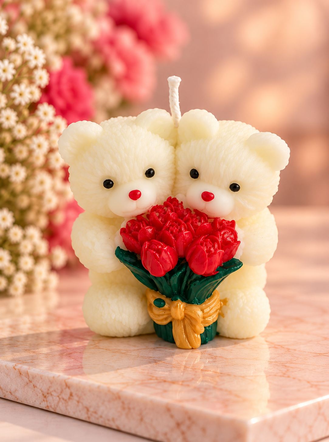 Teddy Bear Couple Candle