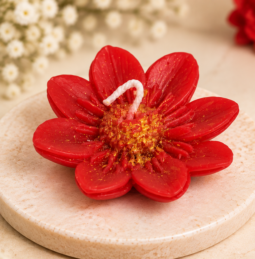 Red Floral Decorative Candle