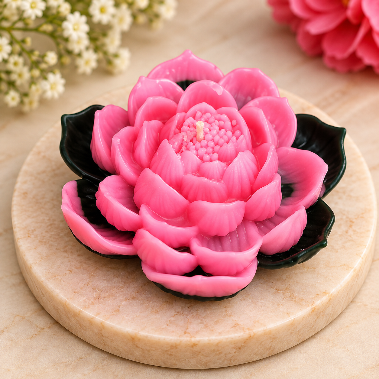 Pink Lotus Flower Decorative Candle